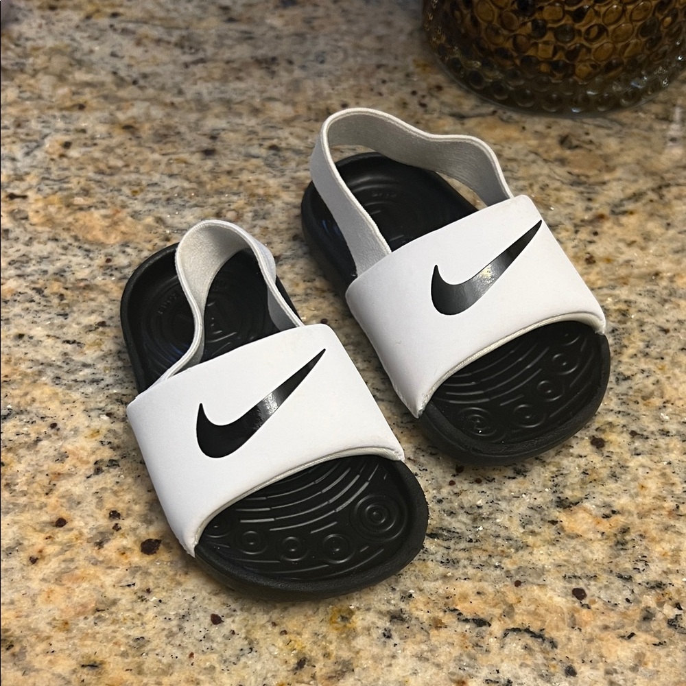 Nike Kawa Toddler Black and White Slide Sandals